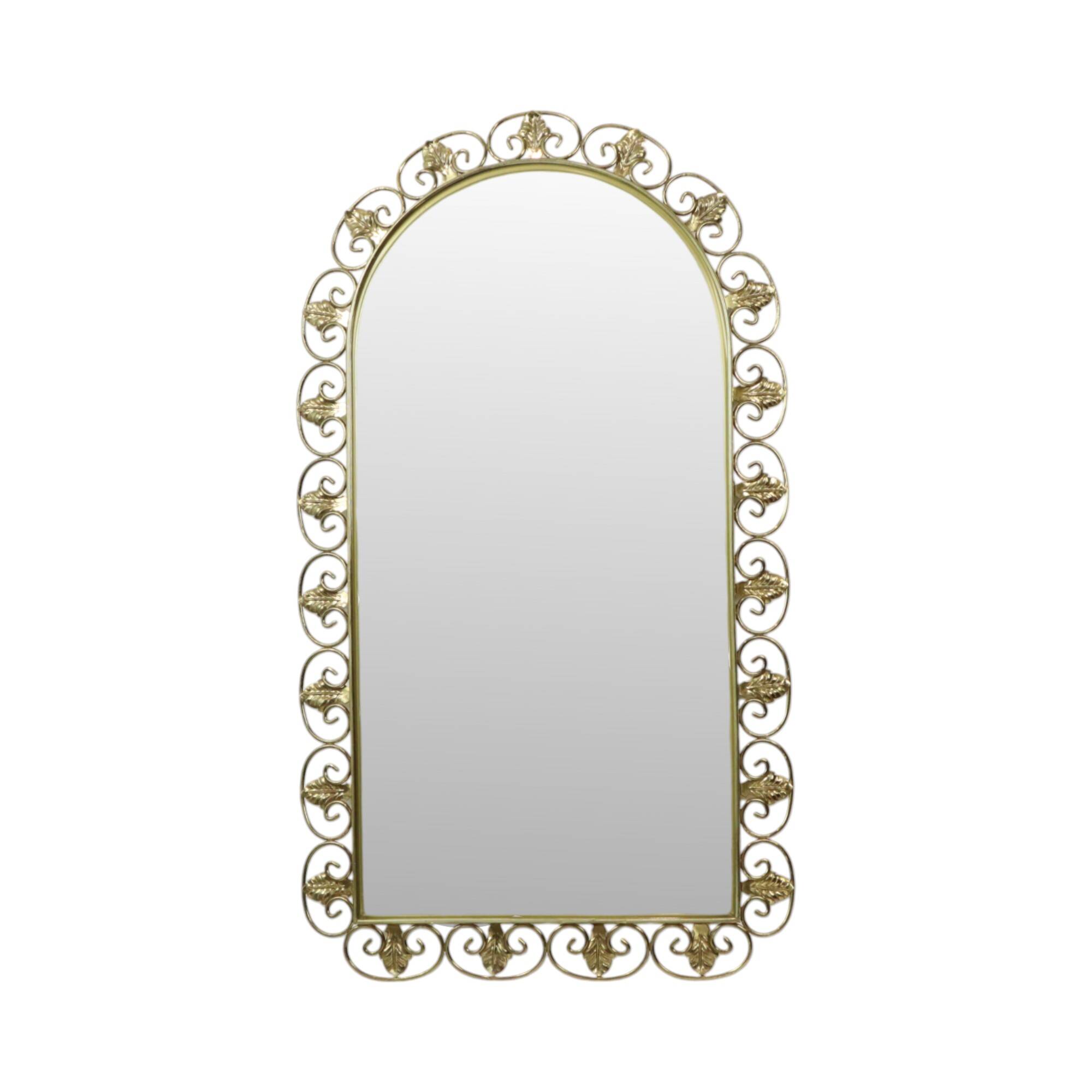 Miroir Deknudt Vintage Doré Métal Cuivré Acanthe