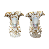 Pair of hand-painted porcelain bridal vase