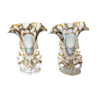 Pair of hand-painted porcelain bridal vase