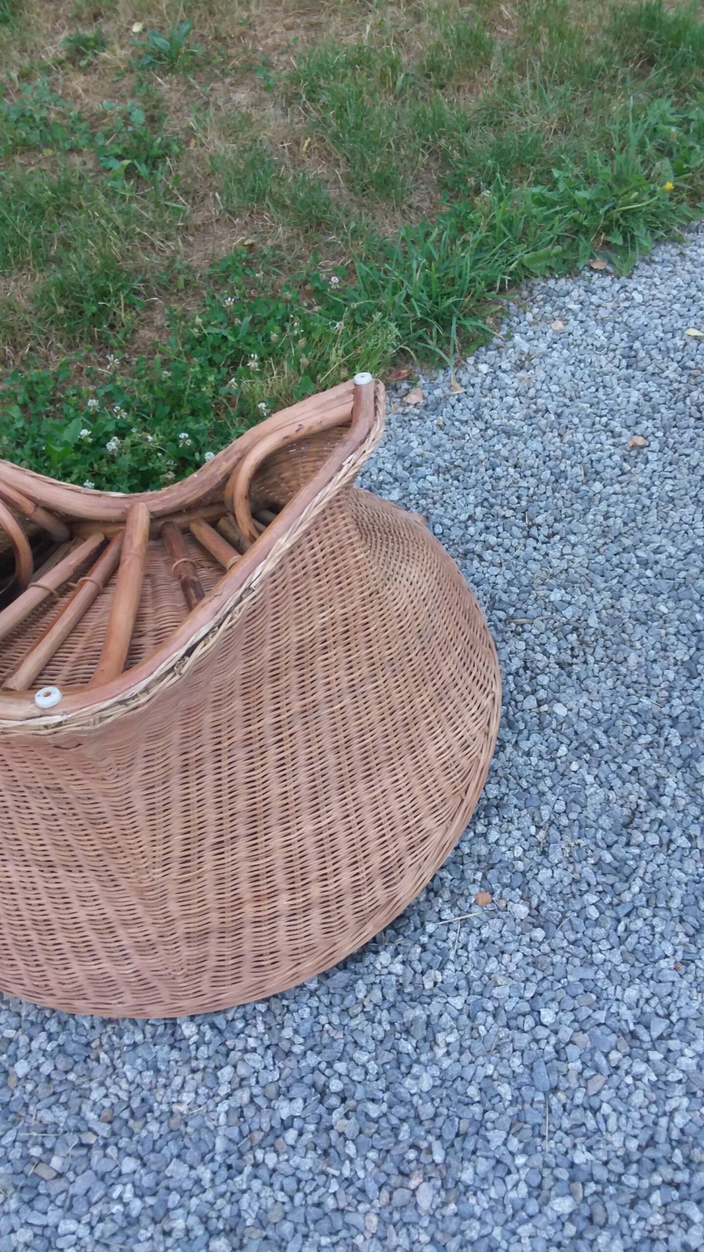 Rattan armchair and rattan coffee table from the 70s