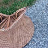 Rattan armchair and rattan coffee table from the 70s