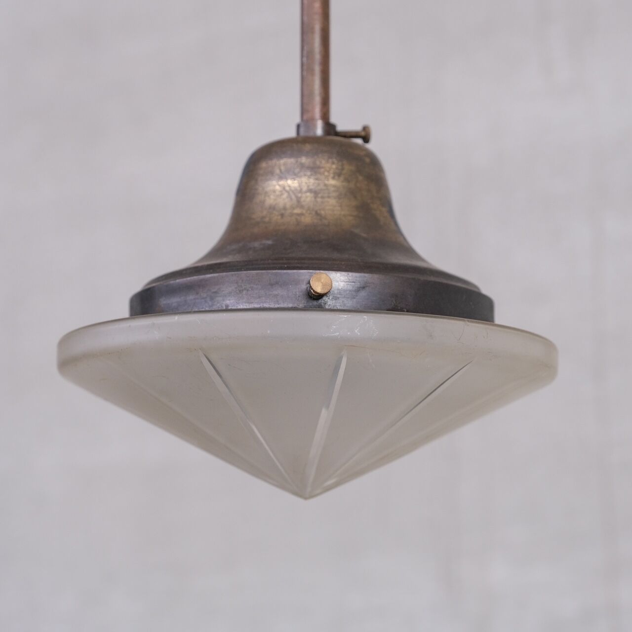 Small Antique Brass and Glass Pendant Light