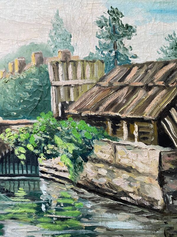 Tableau ''Le vieux Paris'' Lavoir Notre Dame HST