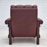1970s, Scandinavian armchair, furniture leather, dark beech wood.