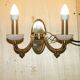 Reccagni wall light pair in brass and frosted glass.