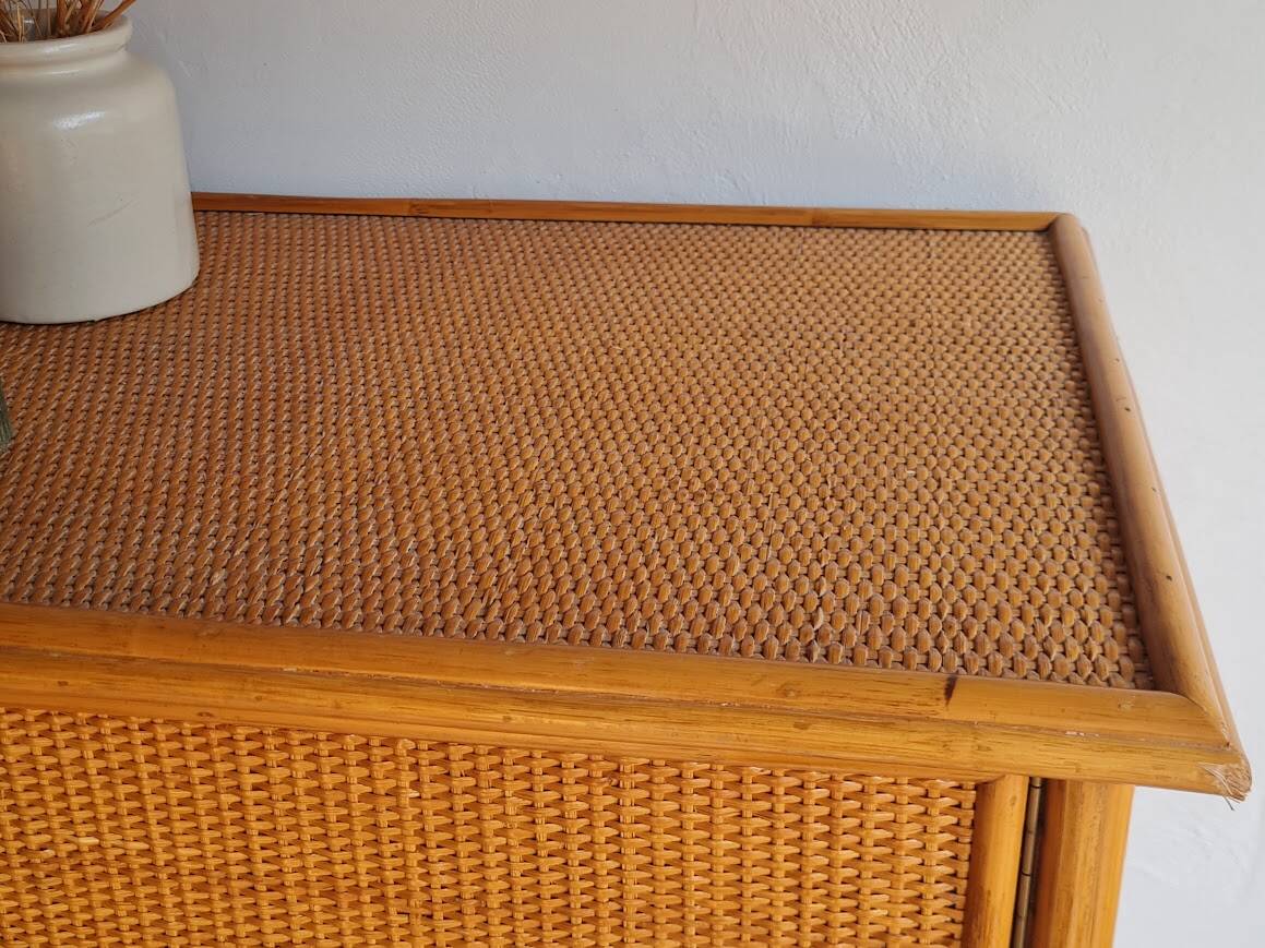 Vintage rattan wardrobe