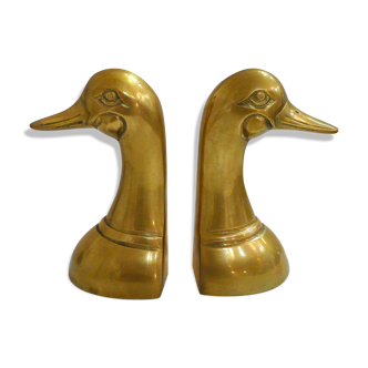Pair of greenhouses-books duck in brass, 1970 s