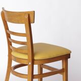 Vintage Beechwood Chair with Yellow Faux Leather Seat – 1960s/1970s Germany
