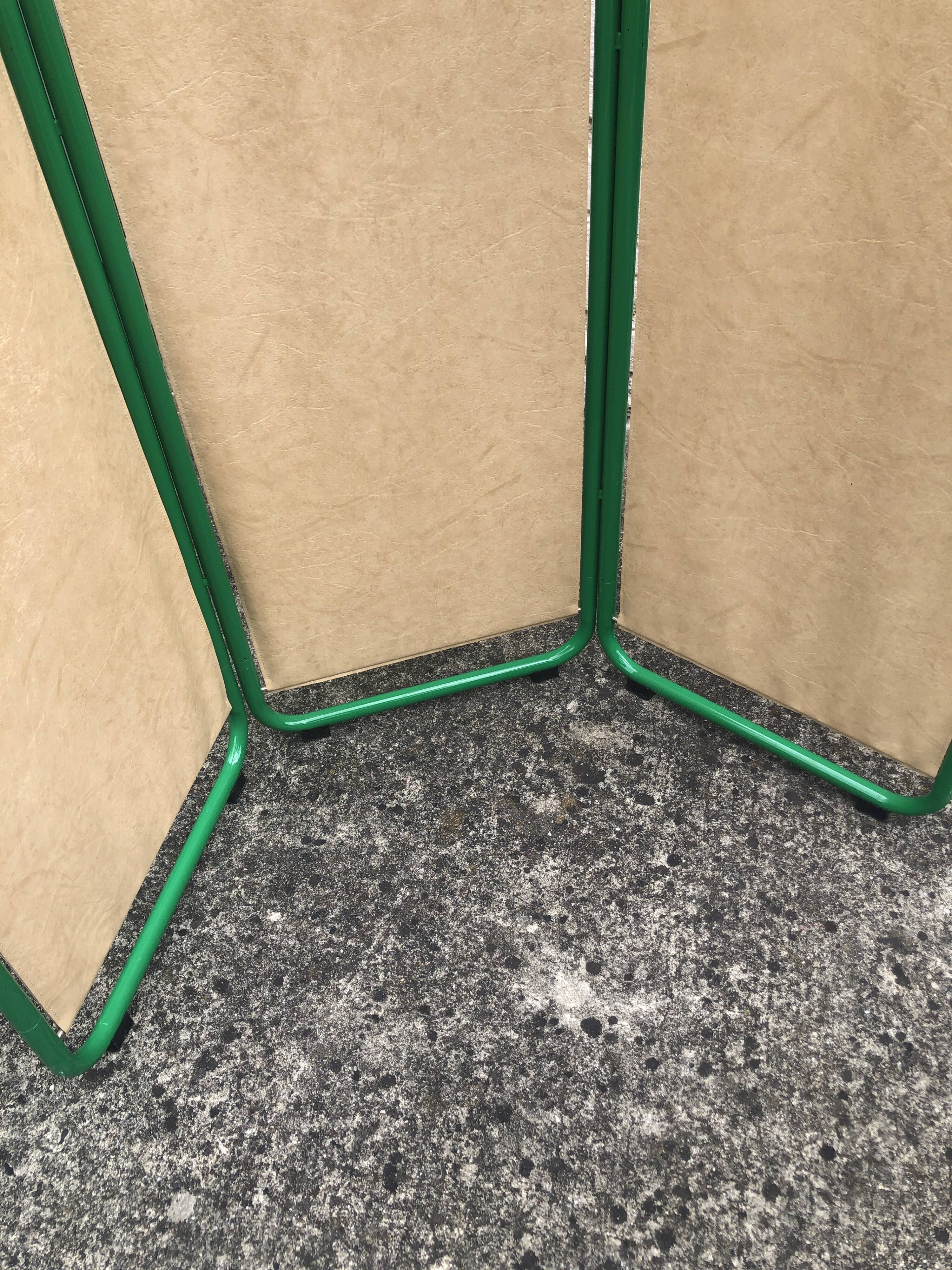 Green tubular vintage folding screen, 1980