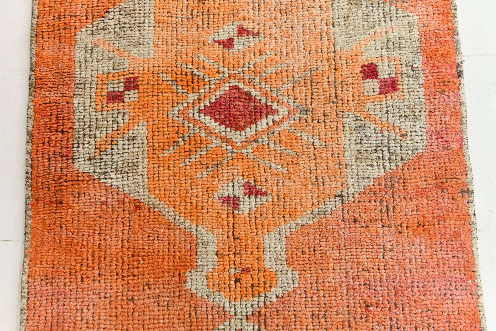 3x10 Pastel Orange Turkish Runner Rug, 102x304Cm