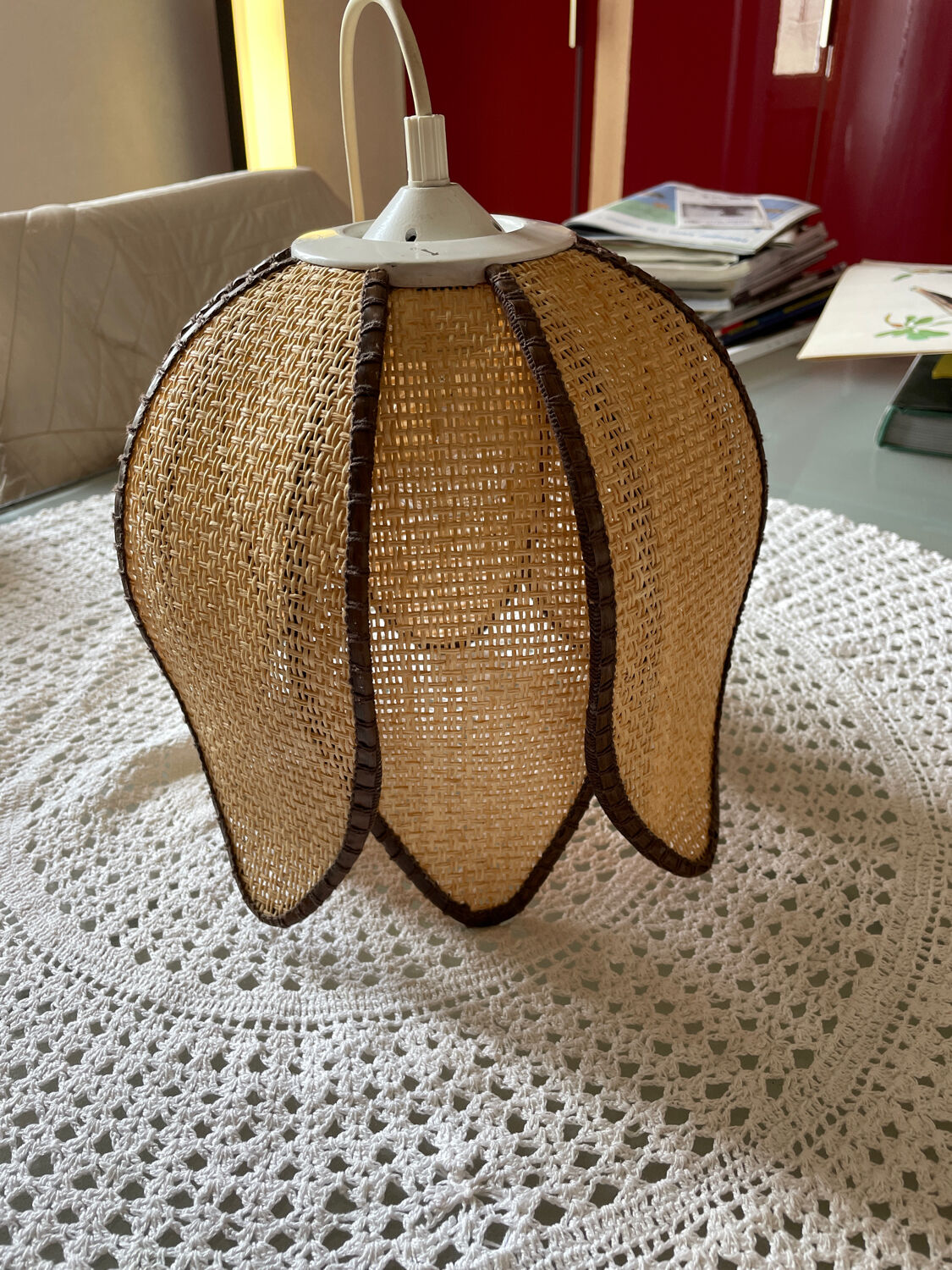 Natural fiber chandelier year 70s