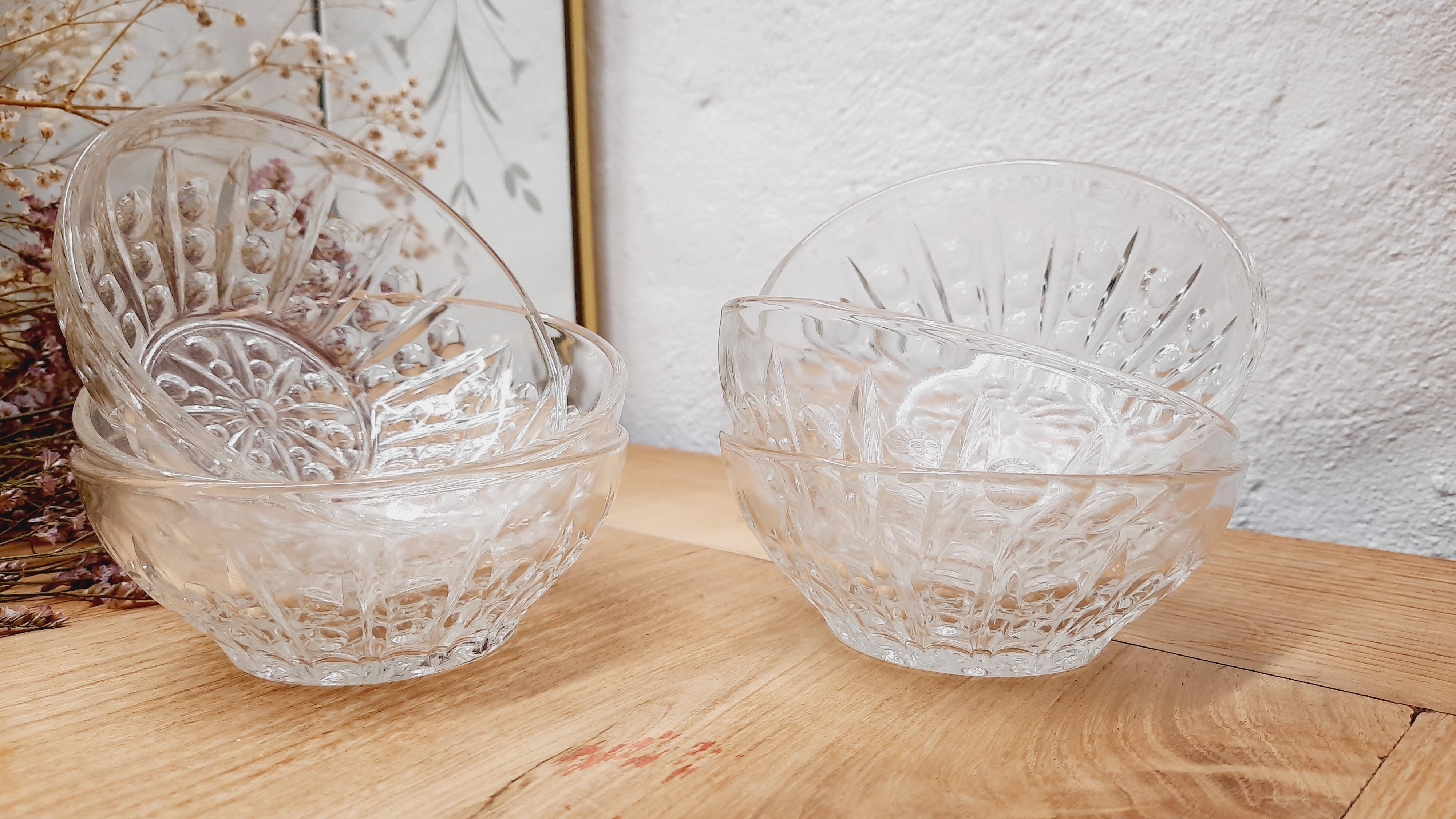 Set 6 cups chiseled glass