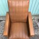 Former skai brown chair - black metal compass feet vintage 70s