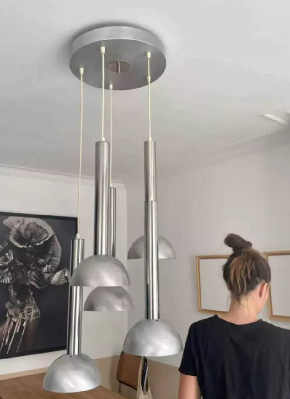 Vintage chrome and brushed metal suspension France 1970