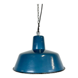 Industrial blue enamel factory pendant lamp 1960s