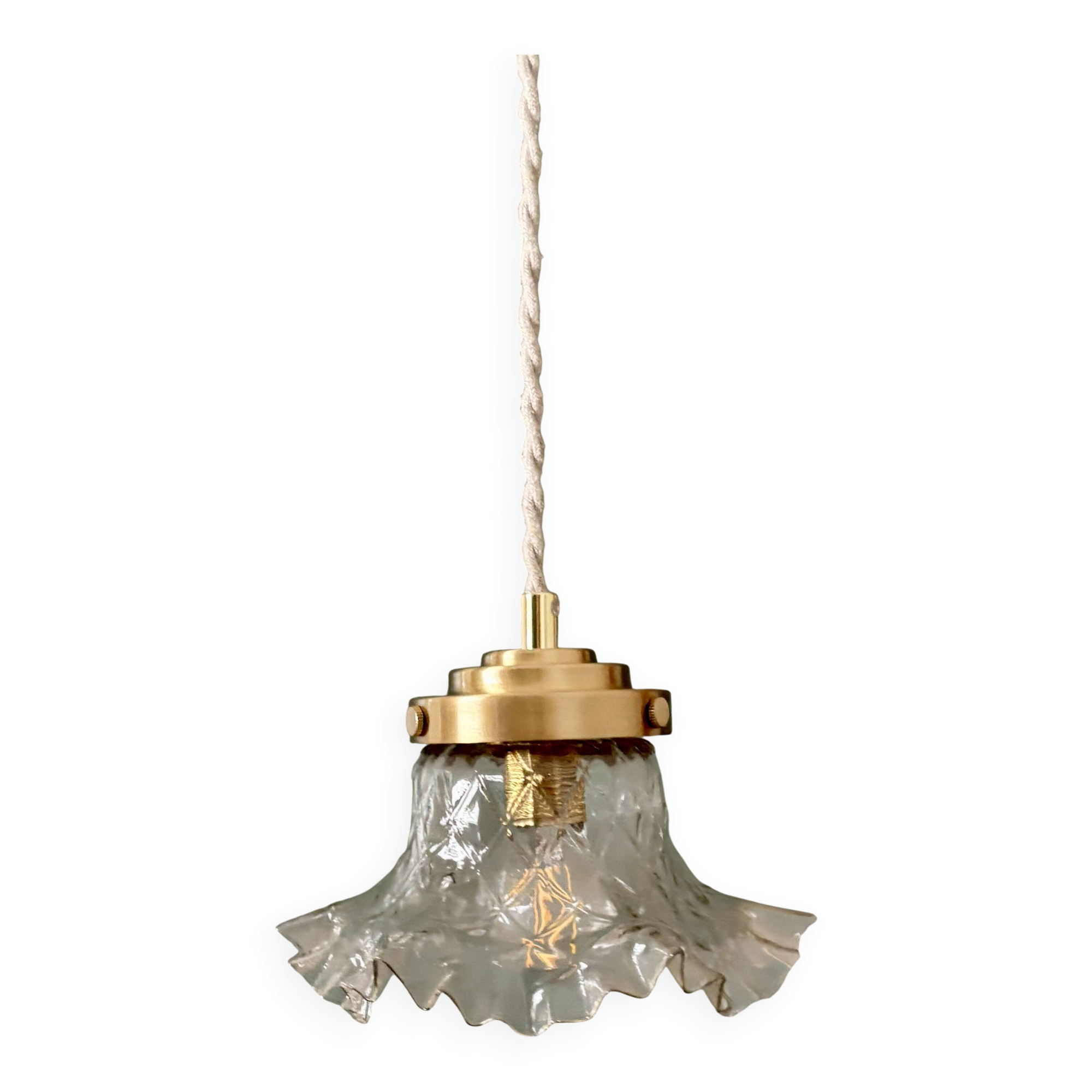 Suspension abat-jour vintage en verre