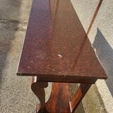 Large console with mahogany butt top red and white marble of the xix th century