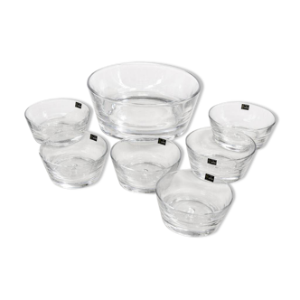Vintage Sèvres crystal service – Salad bowl and 6 small bowls –