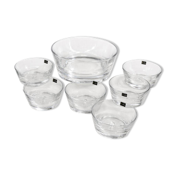 Vintage Sèvres crystal service – Salad bowl and 6 small bowls –