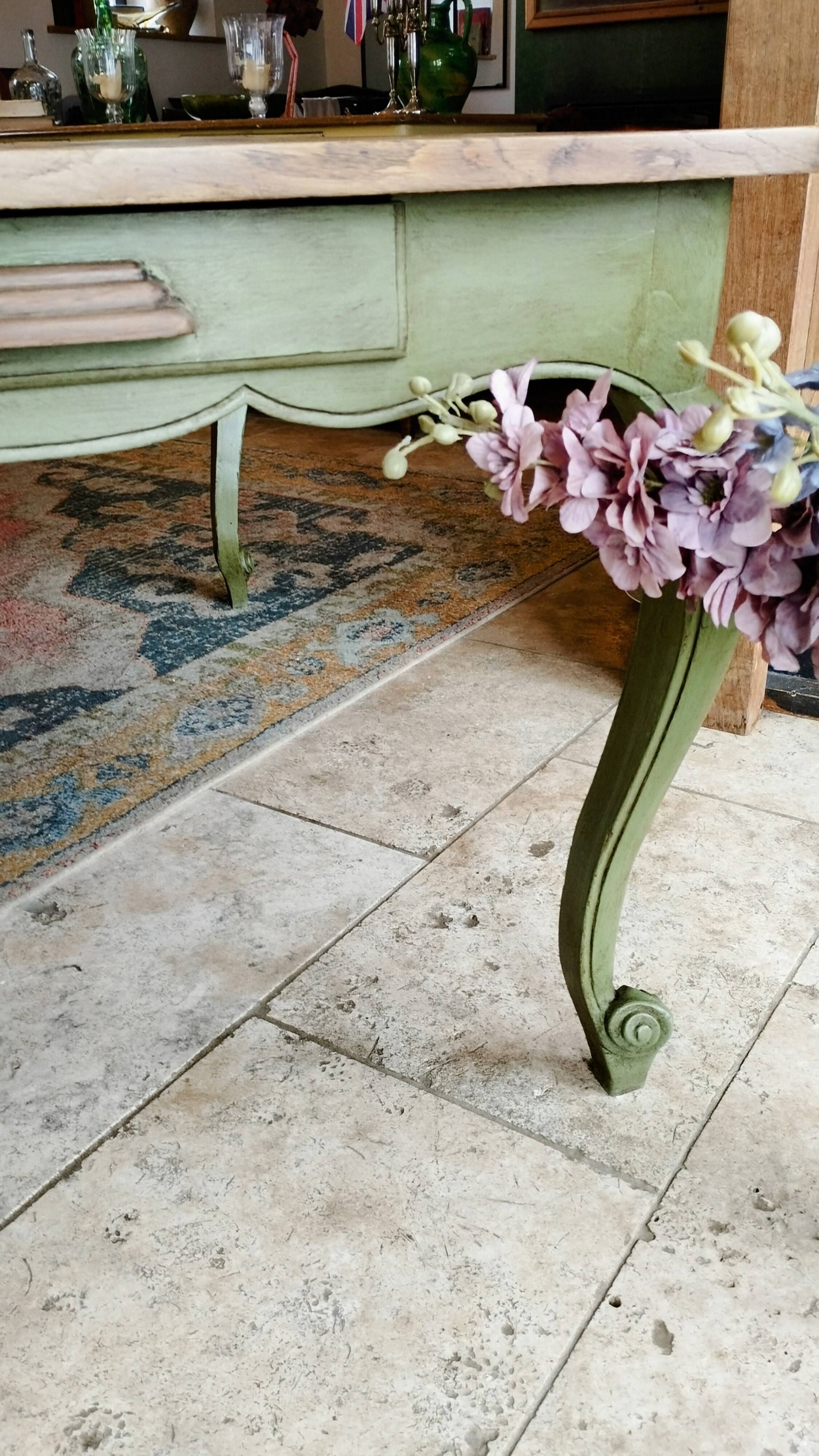 Olive green patinated table