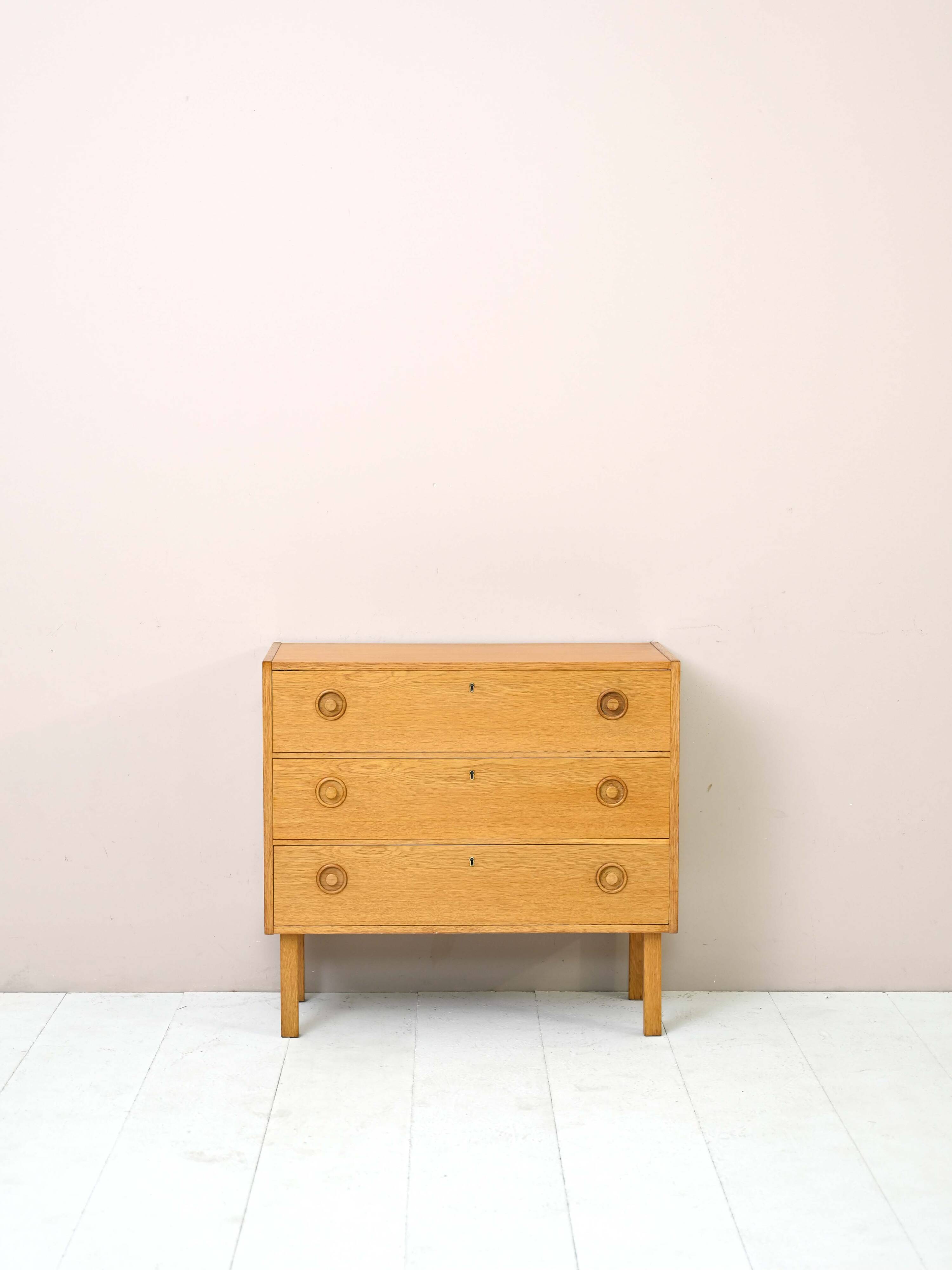 Scandinavian oak chest of drawers