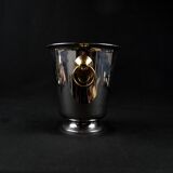 Vintage 80s silver and gold stainless steel champagne bucket by Létang Rémy