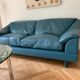 Blue Leather Sofa Oil Poltrona Frau Italy 1980s