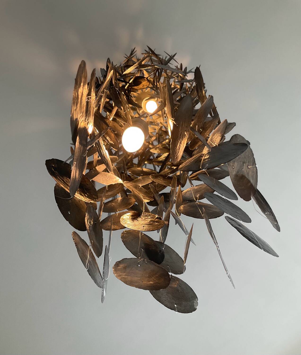 Vintage chandelier with mother-of-pearl pendants