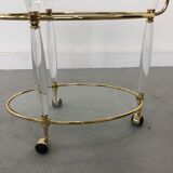 Italian Brass & Glass Bar Serving Cart Trolley, 1970s