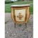 Round bedside cabinet in gilded wood with shelf