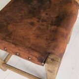 Unique Hungarian Artisanal Oak and Leather Chair