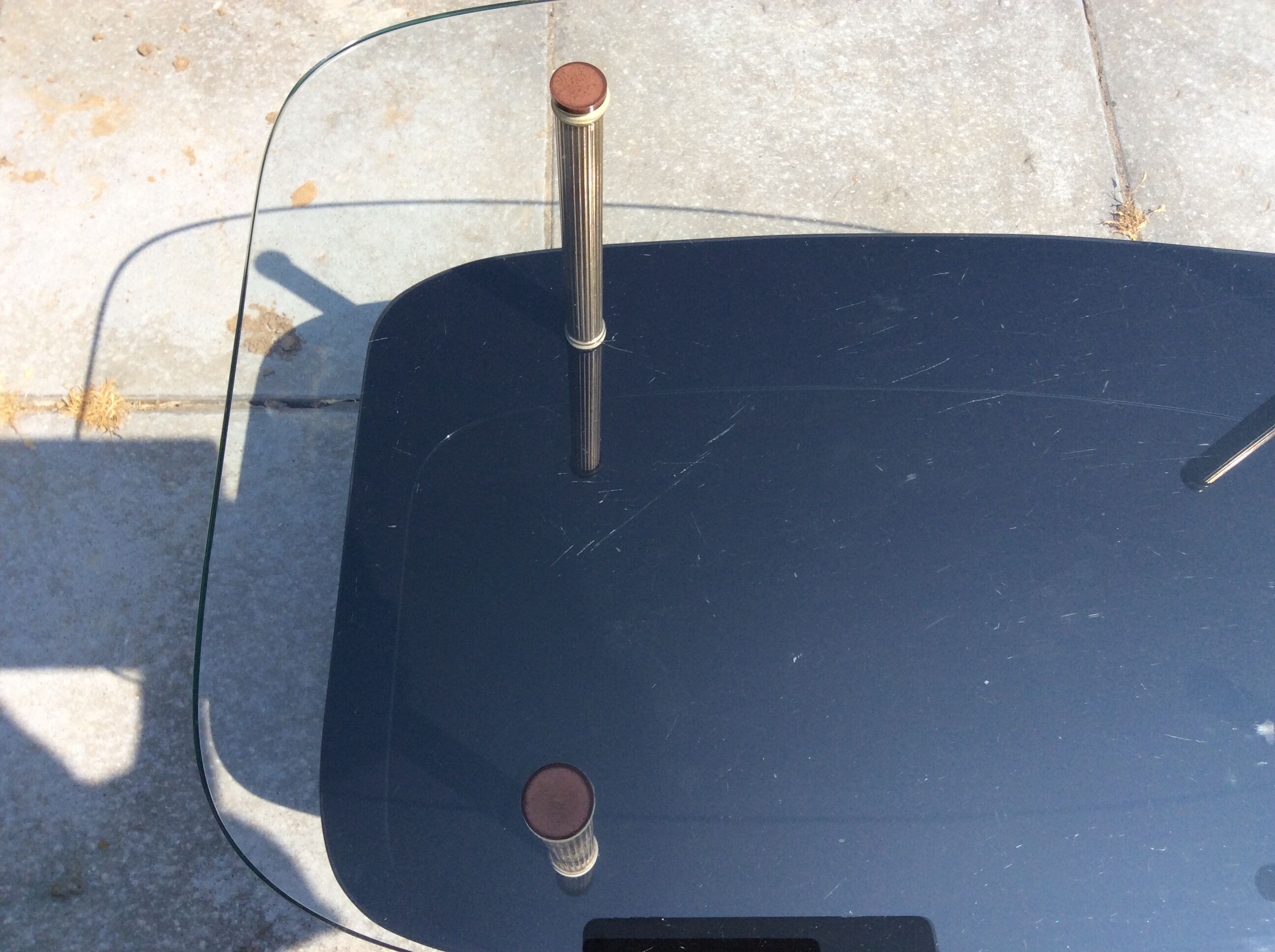 Glass and brass coffee table