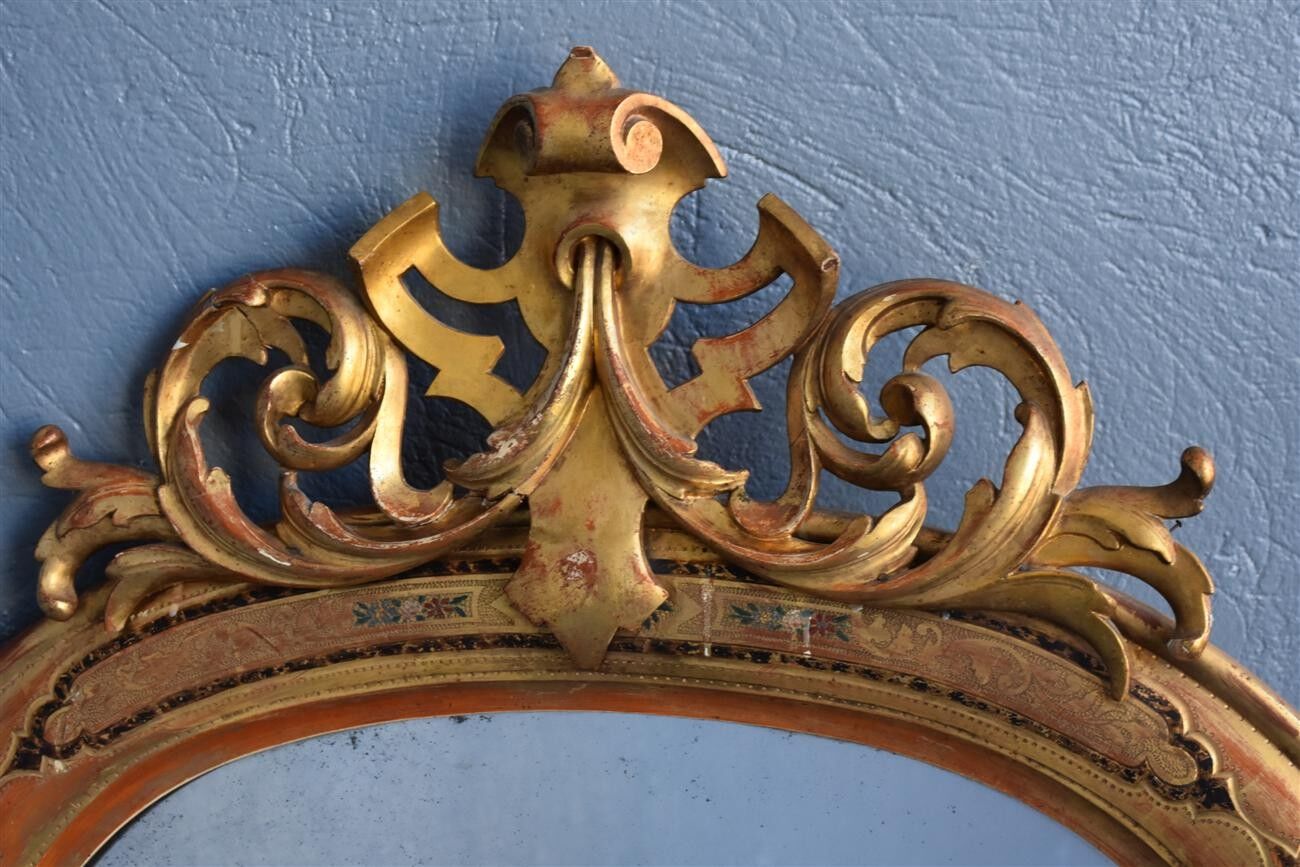 Mirror in wood and gilded stucco and polychrome Napoleon III 95x130cm