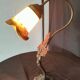 Unsigned wrought iron and tulip lamp (city light)