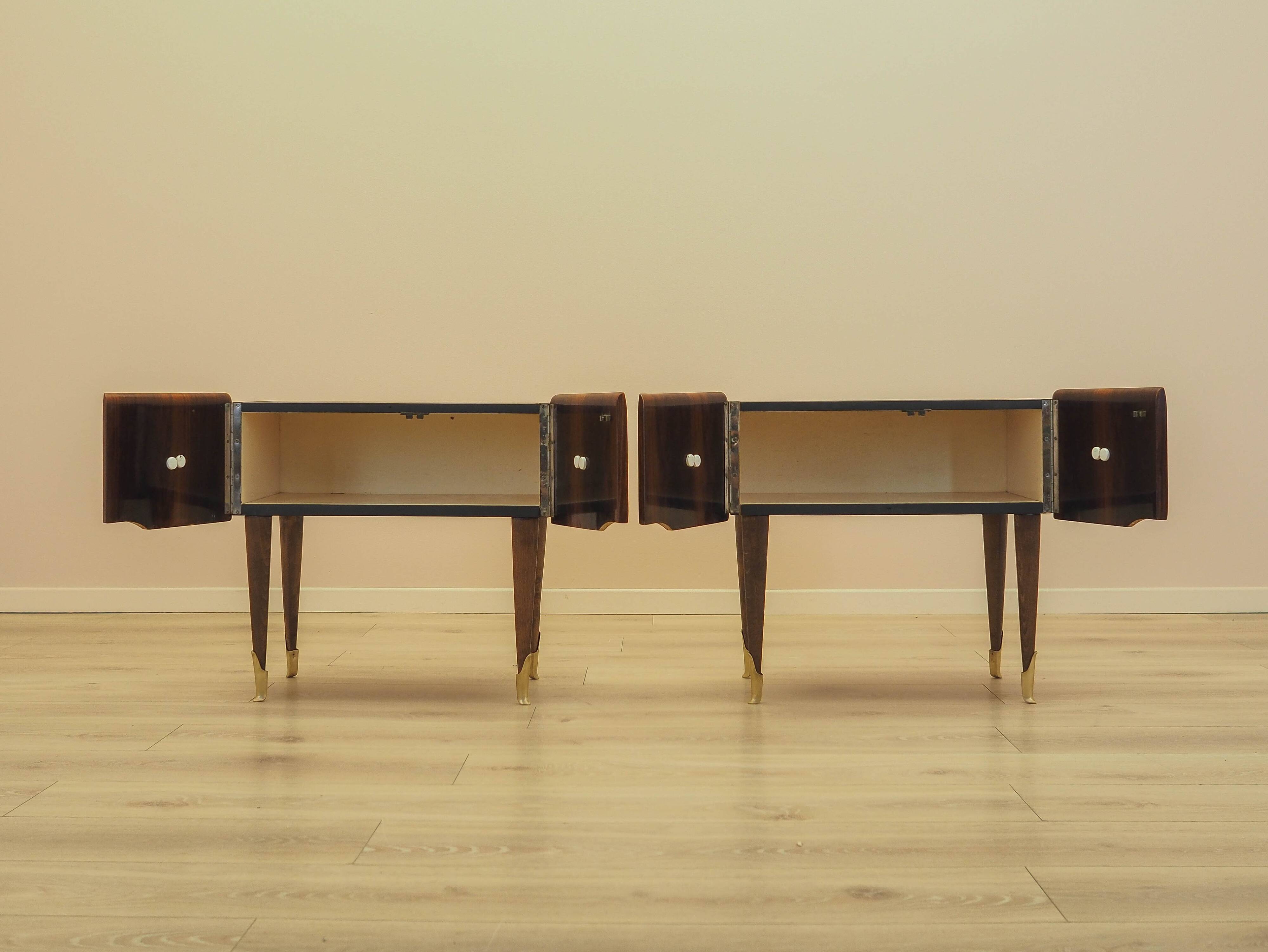 Two Bedside Cabinets, Mahogany Veneer, Italy, 1970s