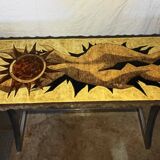 Vintage lava stone console signed Jean Jaffeux