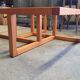Modernist vintage square coffee table, in wood and old glass