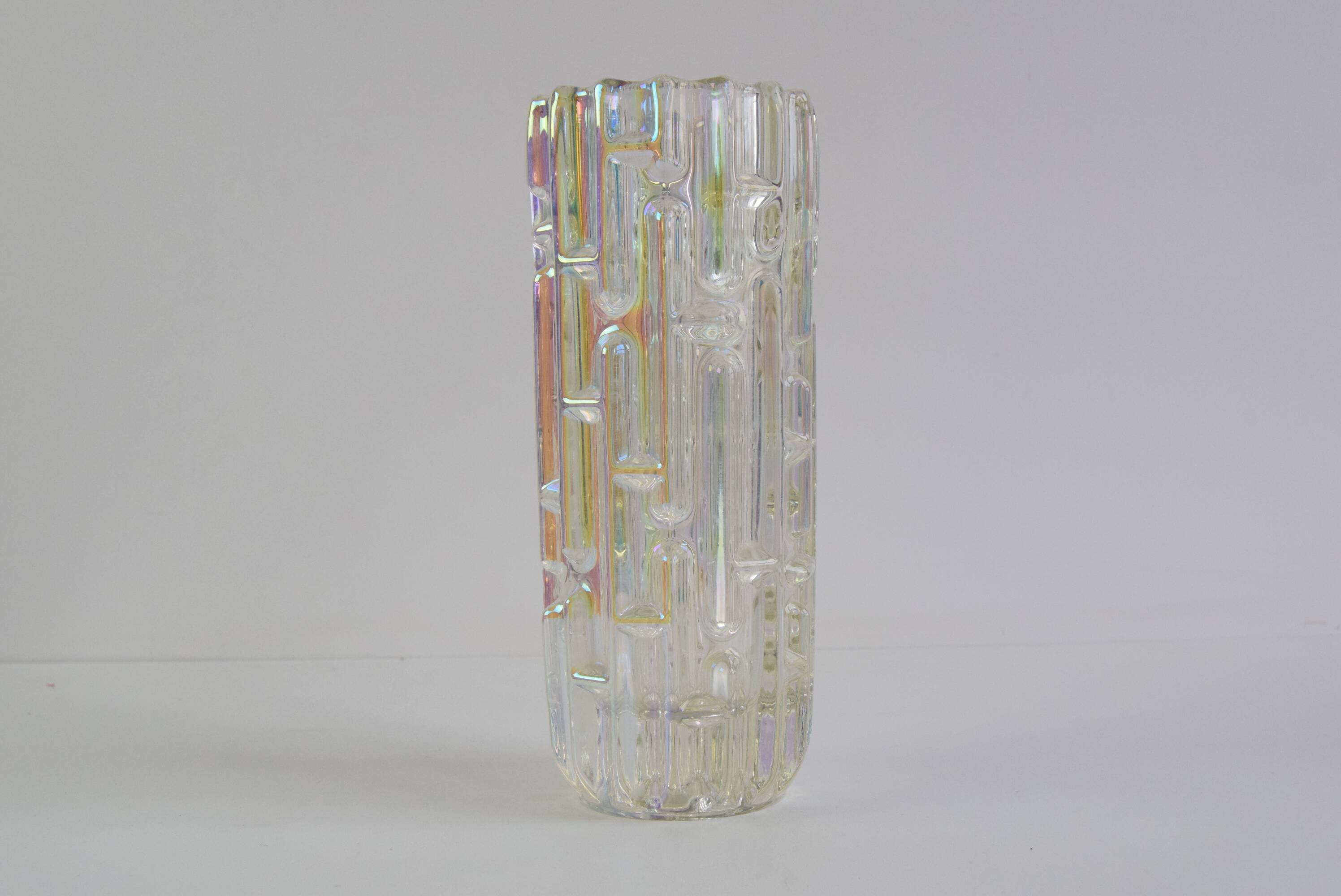 Original Frantisek Vizner Glass ´Maze´ Vase for sklo union Rosice 1960s