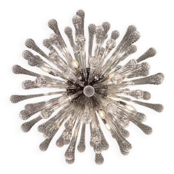 Lustre vénitien “Sputnik “ garni de gouttes de verre de Murano, vers 1990