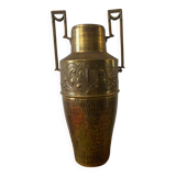 Vase ancien amphore en laiton avec anses