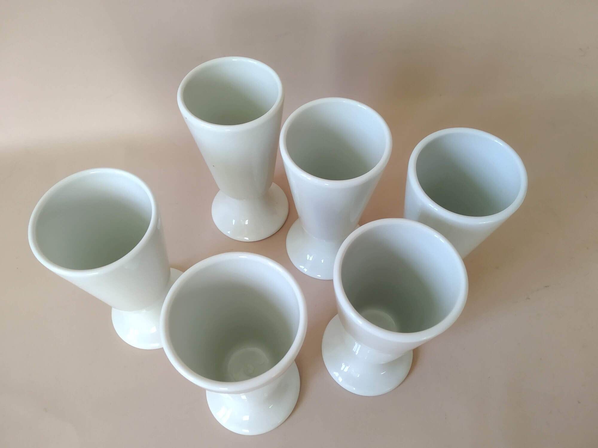 Lot 6 mazagrans white porcelain CNP Vintage