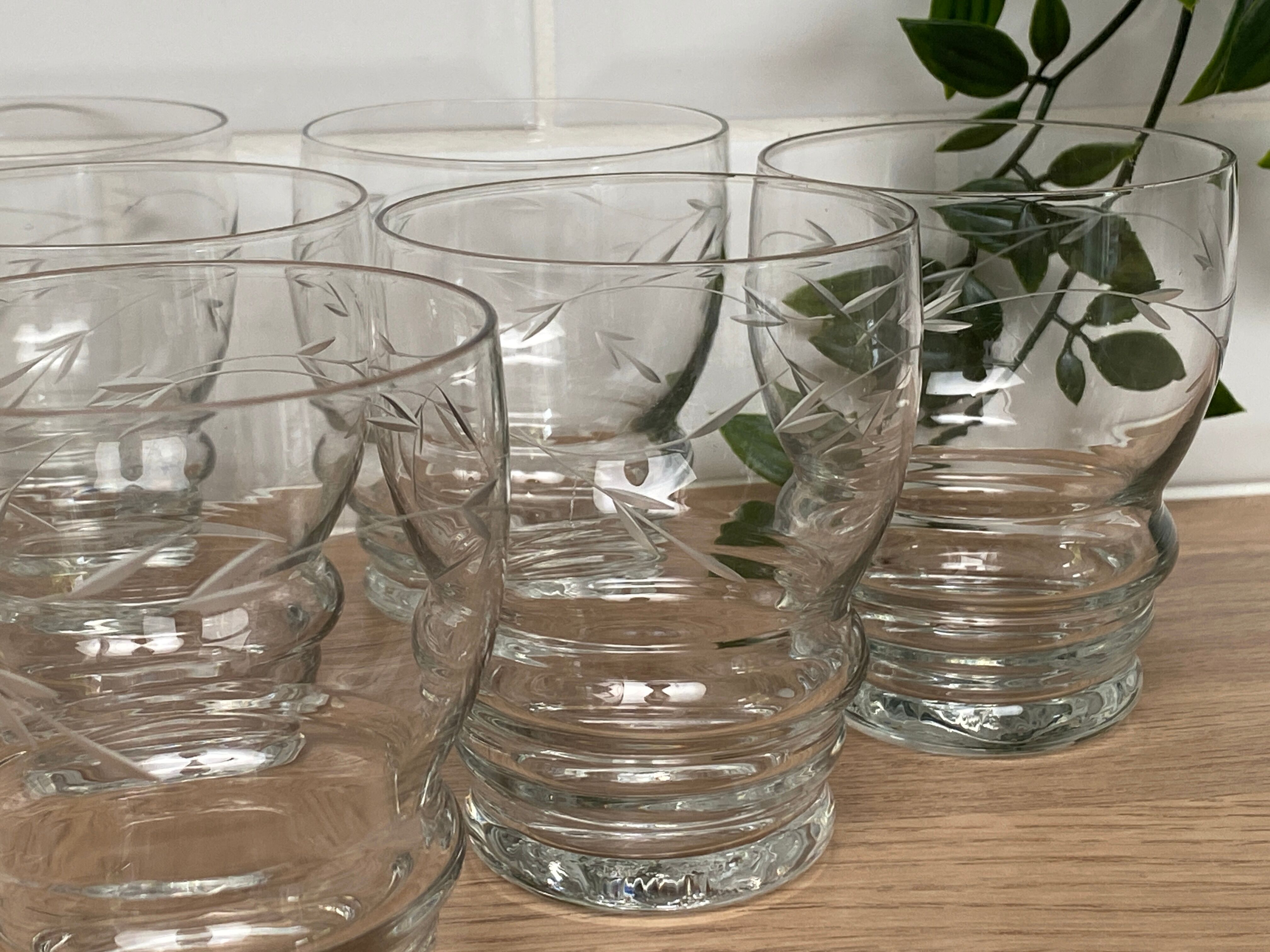 Set de 6 verres à eau en verre gravé