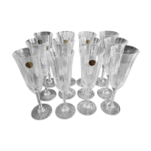 Lot de 12 flûtes à champagne vintage en cristal italien modèle Capri avec boites d'origine
