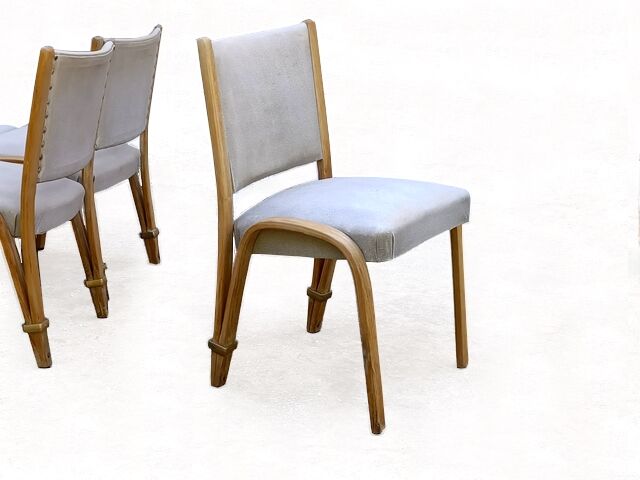 Set of 6 chairs Steiner Bow wood vintage 1950
