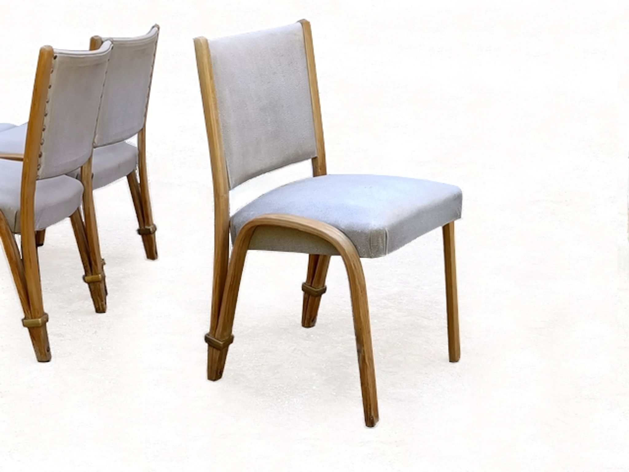 Set of 6 vintage 1950 Steiner Bow wood chairs.