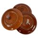 Tea service for Six vintage boch pattern brown, white and green