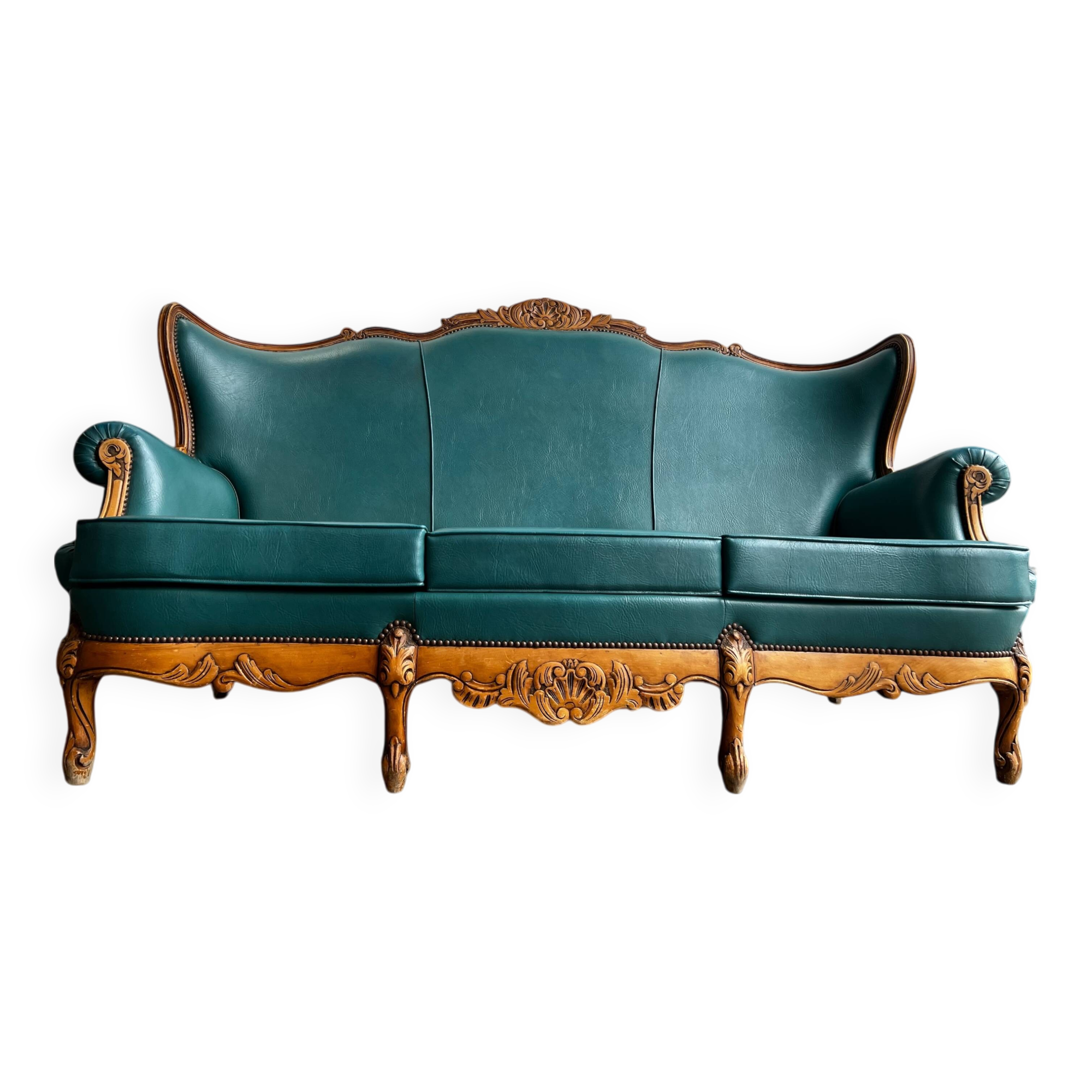Canapé baroque vintage turquoise