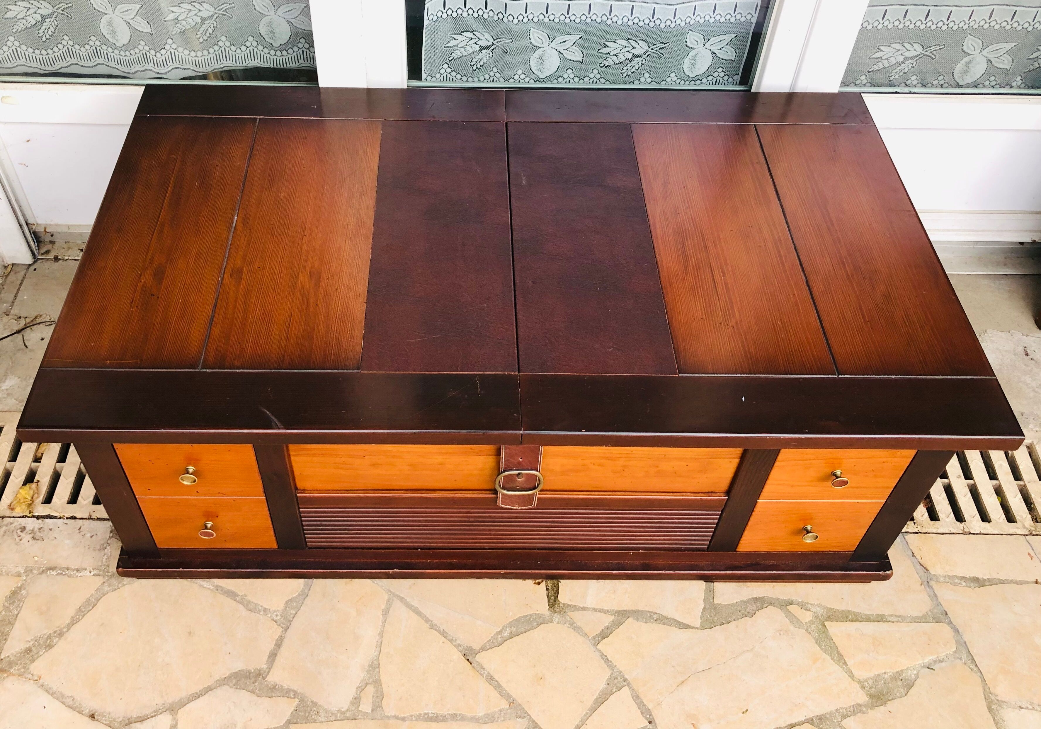 Wooden coffee table with interior niche