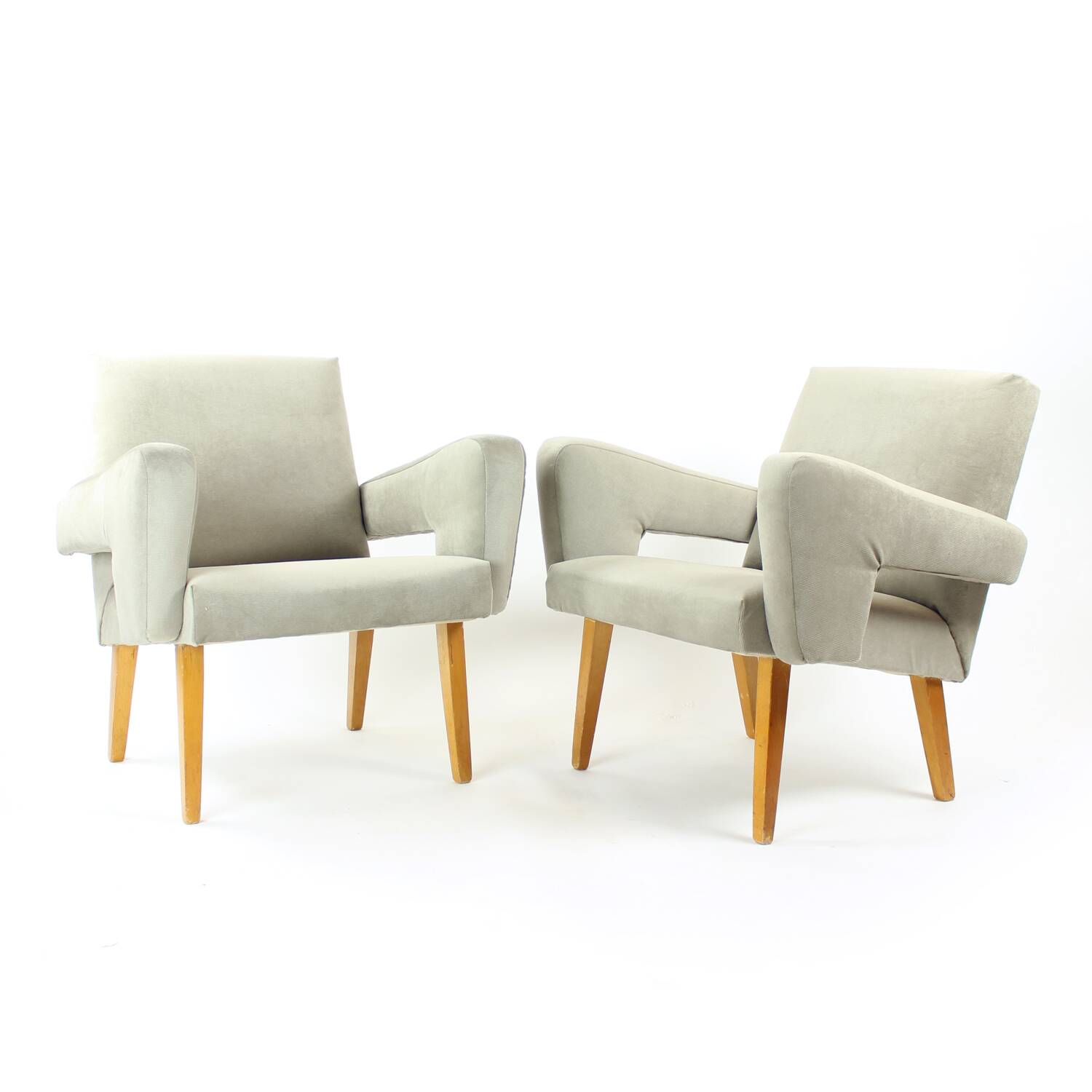 Ensemble de deux fauteuils avec tabouret du milieu du siècle, Tchécoslovaquie, années 1960