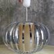 Spherical pendant light with stainless steel blades - vintage 1990